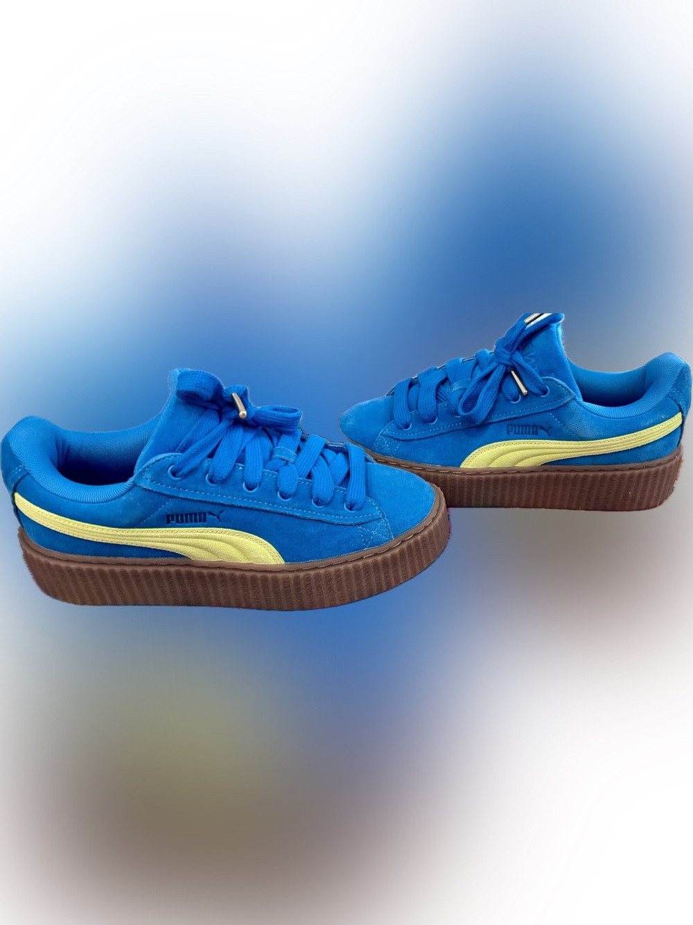 NEW PUMA Fenty x Creeper Phatty Speed Blue Lime Suede Women's Sz 10 Sneakers